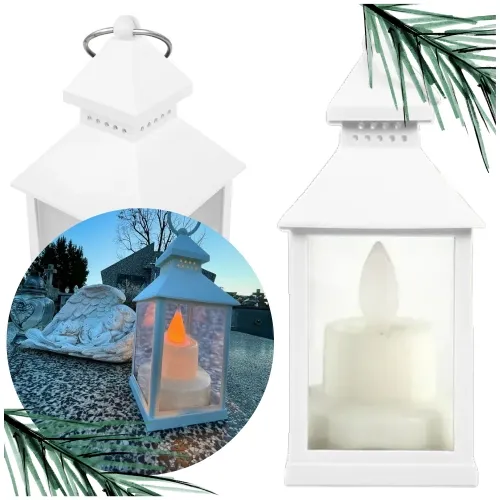 Latarenka znicz świecący LED na cmentarz roraty - biały