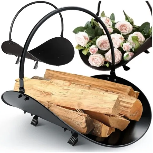 Metalowy stojak kosz na drewno półokrągły