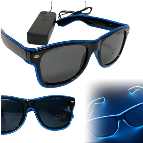 Okulary led świecące imprezowe śmieszne - niebieskie