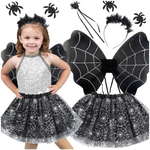 Przebranie halloween dla dziewczynki czarownica wiedźma pajęczyca