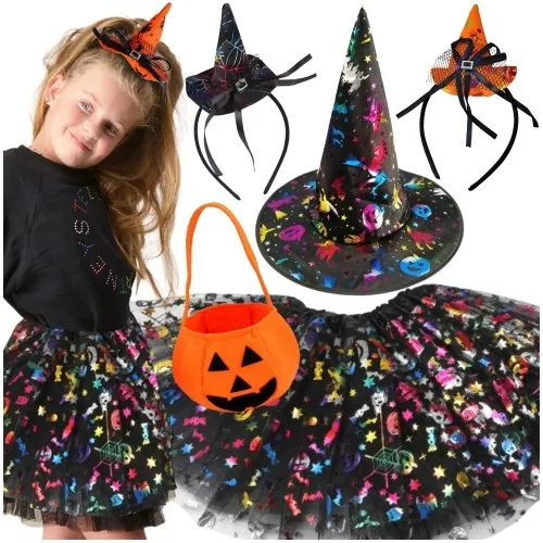 Przebranie halloween dla dziewczynki wiedźma czarownica 5w1