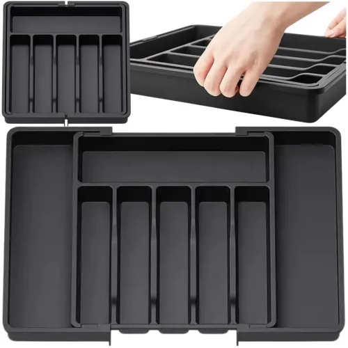 Organizer na sztućce do szuflady czarny