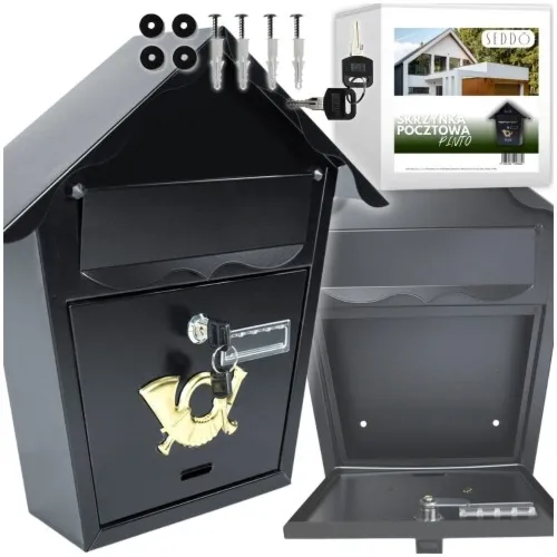 Skrzynka pocztowa na listy pocztę domek czarna Pinto