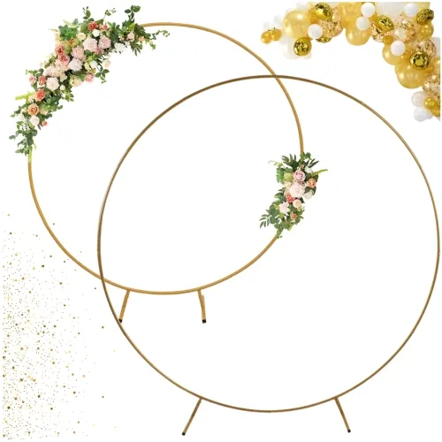 Złoty stojak koło 200 cm na balony - dekoracja imprezowa