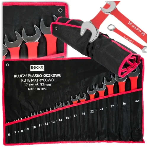 Zestaw kluczy dwustronnych z powłoką antypoślizgową - 17 elementów