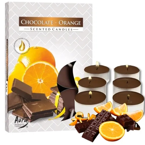 Świece zapachowe 6 szt. Bispol czekolada-pomarańcz