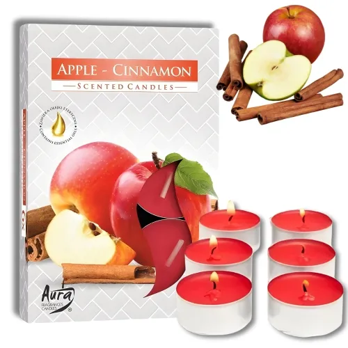 Świece zapachowe 6 szt. Bispol jabłko-cynamon