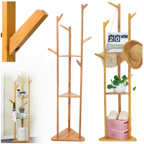 Wieszak bambusowy na odzież i akcesoria solidny