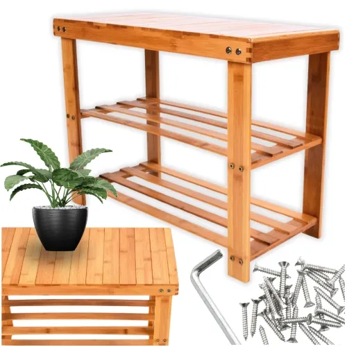 Półka bambusowa 3-poziomowa do domu i łazienki