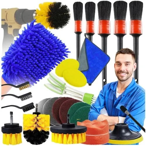 Komplet detailingowy do czyszczenia auta samochodu pędzle szczotki 26 szt.