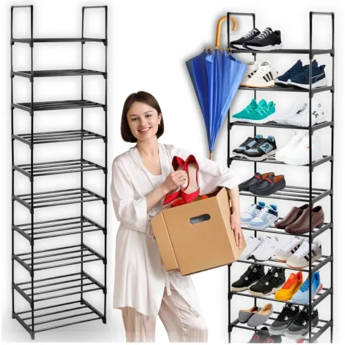 Szafka na obuwie slim regał stojak metalowy czarny