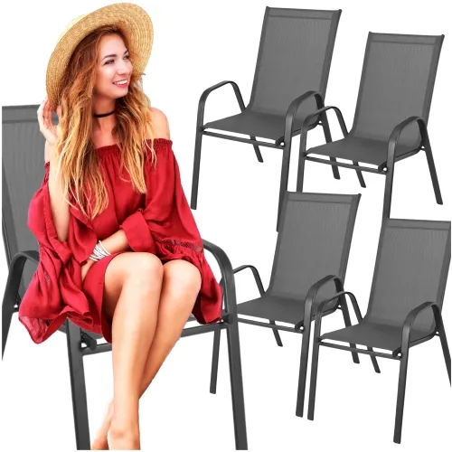 Krzesło ogrodowe metalowe szare 4 sztuki