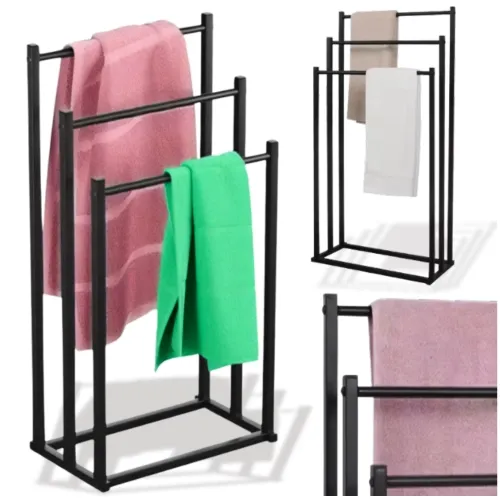 Stojak łazienkowy trzy ramienny metalowy loft - czarny