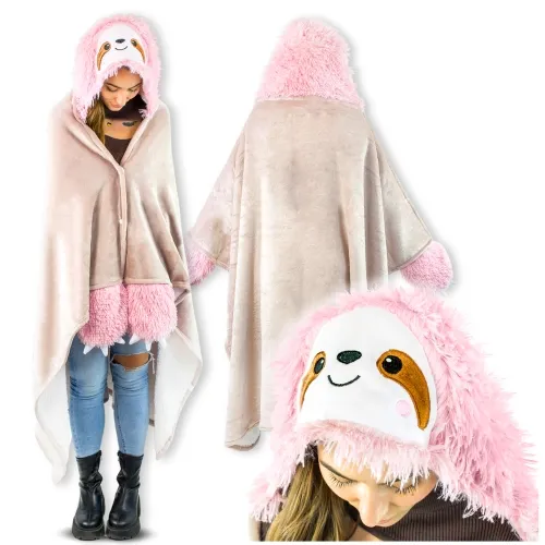 Koc narzuta leniwiec z rękawami