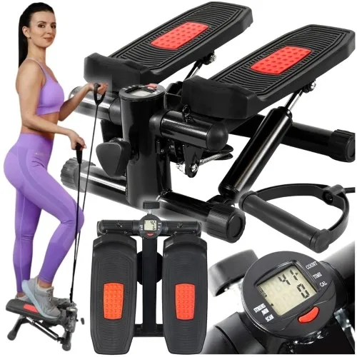 Stepper prosty z linkami do ćwiczeń 2w1 wyświetlacz licznik schody fitness