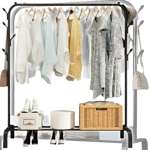 Wieszak stojący podłogowy na ubrania TRILO czarny