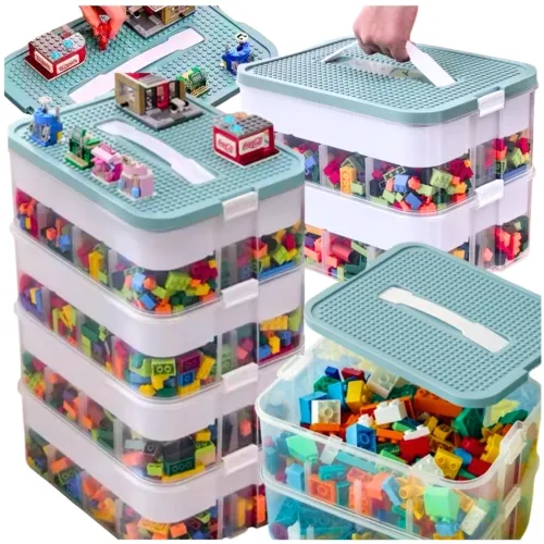Pojemnik na klocki organizer z przegródkami 4-warstwowy