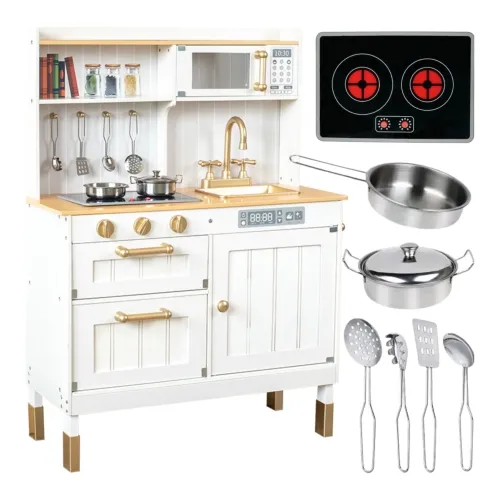 Kuchnia drewniana dla dzieci biało-złota STARKY