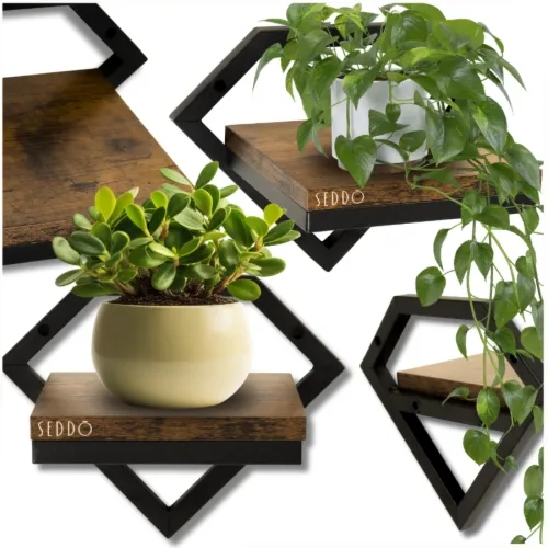 Półka jednopoziomowa kwietnik ścienny - loft