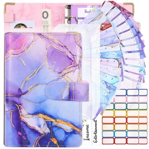 Planer budżetu oszczędnik z kieszonkami fioletowy