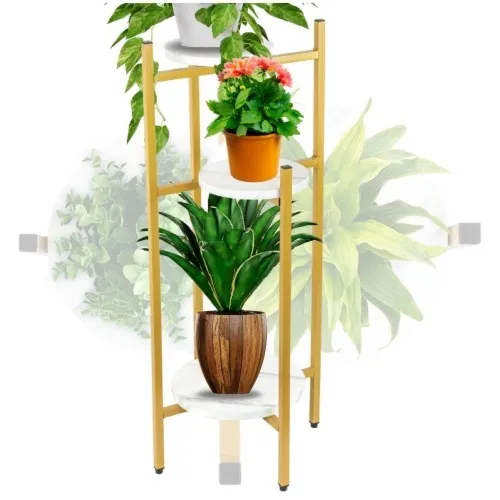 Kwietnik metalowy na 3 doniczki Funky złoty