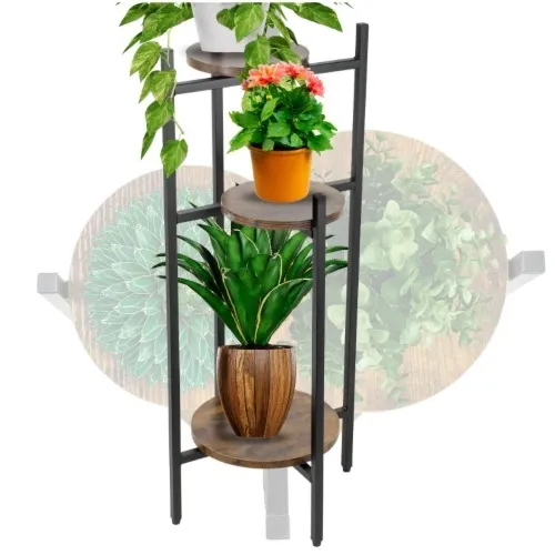 Kwietnik metalowy na 3 doniczki Luxe czarny brązowy