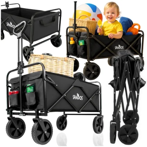 Wózek plażowy sunshine czarny składany turystyczny plaża przyczepka 100kg