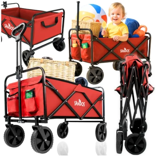 Wózek plażowy sunshine czerwony składany turystyczny plaża kemping 100kg