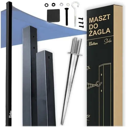 Grafitowy maszt stalowy na żagiel ogrodowy 240cm + kotwa wbijana