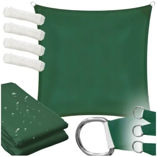 Żagiel markiza zielona daszek plandeka przeciwsłoneczna UV wodoodporna 3x3m