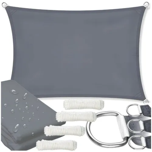 Żagiel zacieniacz markiza przeciwsłoneczna wodoodporna UV szara ogród 6x3 m