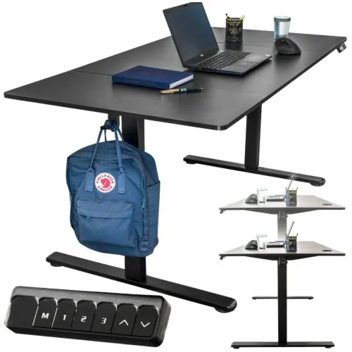 Biurko elektryczne automatyczne regulowane do pracy na stojąco 160x80 czarne