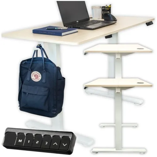 Biurko elektryczne automatyczne regulowane do pracy na stojąco 120x60 jasny brąz