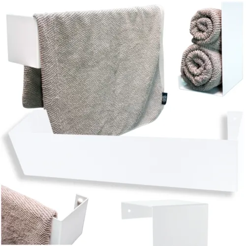 Półka 600-3 biała ścienna wisząca metalowa na ręcznik