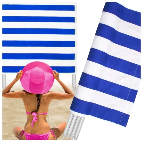 Parawan plażowy 8 metrów zasłona na plażę piknik niebieskie pasy do ogrodu