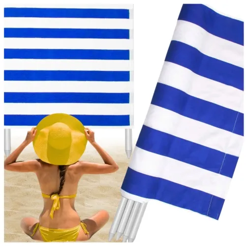 Parawan plażowy 6 m płotek na plażę zasłona z pasami UV metalowe paliki