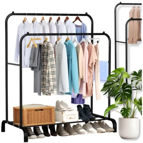 Wieszak na ubrania stojący metalowy - czarny