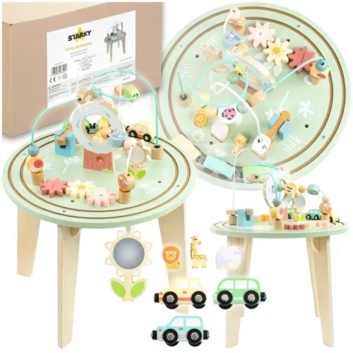 Drewniany stolik edukacyjny Montessori zielony