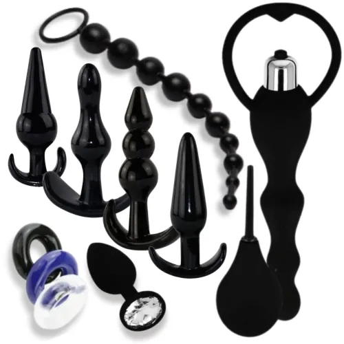 Korki analne zestaw komplet 10 sztuk - czarny