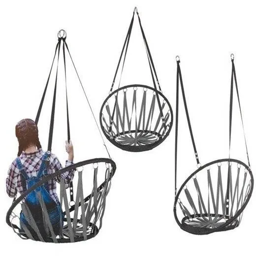 Huśtawka ogrodowa bocianie gniazdo taśmowe szare