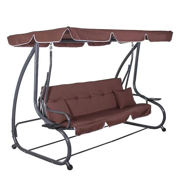 Huśtawka ogrodowa linda 4 osobowa brązowa