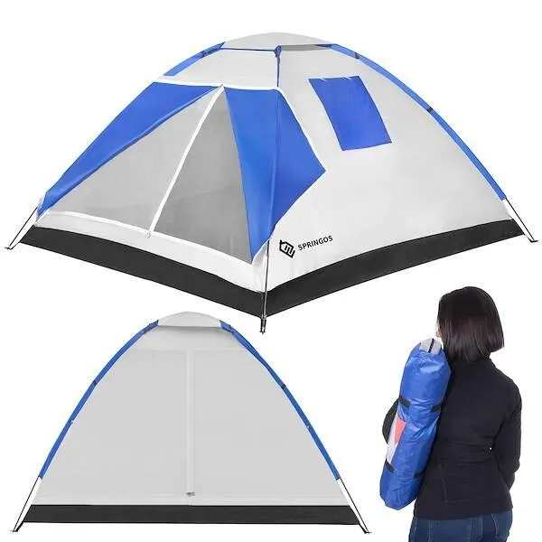 Namiot turystyczny 4-osobowy niebieski z moskitierą i filtrem UV