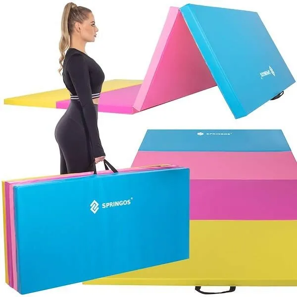 Mata gimnastyczna 240 cm składana do ćwiczeń kolorowa