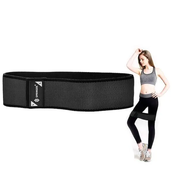 Taśma fitness hip band L czarna 2x43 cm