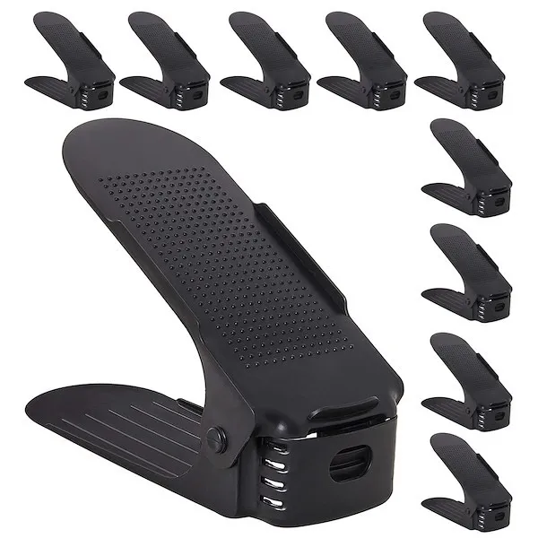 Uchwyt na obuwie do szafy z 3-poziomową regulacją czarny organizer zestaw 10 szt.