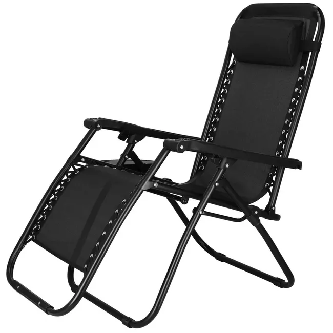 Leżak zero gravity z zagłówkiem czarny