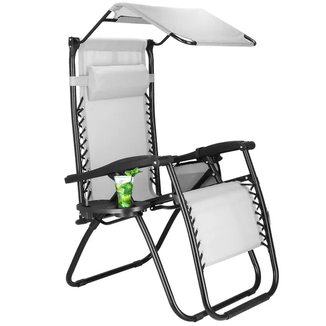 Leżak ogrodowy, plażowy grawitacyjny szary