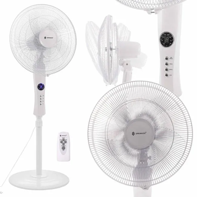 Wiatrak wentylator podłogowy stojący 50W plus pilot led