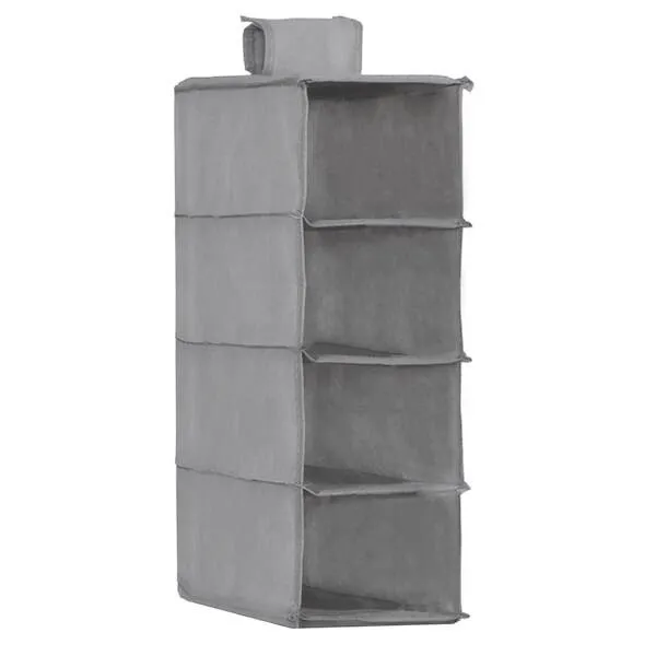 Organizer do szafy wiszący z 4 półkami 80x30x30cm szary