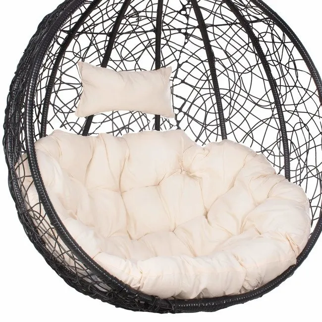 Poduszka na fotel wiszący okrągła 100x120cm kokon ogrodowy beżowy